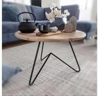 FINEBUY Couchtisch FB54887 Akazie Massivholz rund 60cm Wohnzimmertisch...