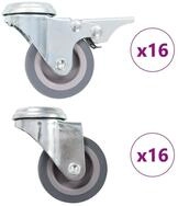 vidaXL Schwerlastrolle 32 Stk. Lenkrollen mit R&uuml;ckenloch 50 mm, (32-St)