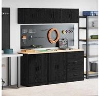 vidaXL Schrankmodule Garagenschr&auml;nke 6 Stk. Schwarz Holzwerkstoff