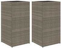 vidaXL Blumentopf Pflanzk&uuml;bel 2 Stk. Grau 40x40x80 cm Poly Rattan (2 St)