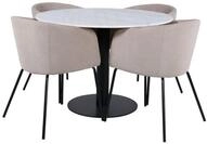 ebuy24 Essgruppe Estelle&Oslash;106WHBL Essgruppe Esstisch wei&szlig;, Marmor un, (5-tlg)