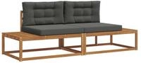 vidaXL Sofaelement Outdoor-Sofagarnitur mit Kissen Natur und Anthrazit
