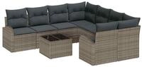 vidaXL Loungesofa Gartensofa-set Grau 55 x 55 x 37 cm Poly-Rattan, 9 Teile
