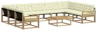 vidaXL Gartenlounge-Set Outdoor-Sofagarnitur mit Kissen 10 pcs Wei&szlig; und Creme,