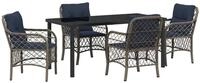 vidaXL Gartenlounge-Set Garten Essgruppe mit Kissen 5 pcs Grau und Schwarz...