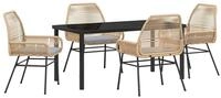 vidaXL Gartenlounge-Set Garten Essgruppe mit Kissen 5 pcs Braun Poly-Rattan,...