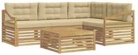 vidaXL Gartenlounge-Set Outdoor-Sofagarnitur mit Kissen 5 pcs Wei&szlig; und Beige