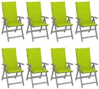 vidaXL Gartenstuhl Verstellbare Gartenst&uuml;hle mit Auflagen 8 Stk. Grau nholz (8...