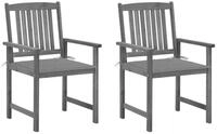vidaXL Gartenstuhl Gartenst&uuml;hle mit Kissen 2 Stk. Grau Massivholz (2 St)