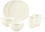 Geschirr-Set SELTMANN WEIDEN "Fr&uuml;hst&uuml;cks-Set Savona Goldlinie 6er Set creme", beige