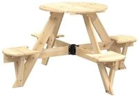 vidaXL Gartentisch Picknicktisch f&uuml;r 4 Kinder mit Schirmloch Rund Massivholz...