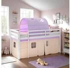 Homestyle4u Hochbett Kinderbett 90x200 Spielbett Holz Kiefer M&auml;dchen Wei&szlig; Lila