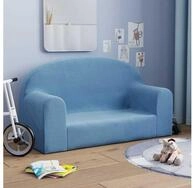 vidaXL Kindersofa, Kindersofa 2-Sitzer Blau Weich Pl&uuml;sch