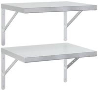 vidaXL Regal Wandregale 2 Stk. 50x40 cm Silbern Edelstahl, 1-tlg.