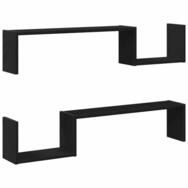 vidaXL Regal Wandregal mit Regal 2 pcs Schwarz Eichen-Optik 100 x 15 x 20 cm,...