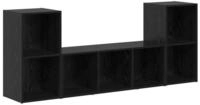 vidaXL TV-Schrank TV-Schrankset Wandmontiert 3 pcs Schwarz Holzwerkstoff (3-St)