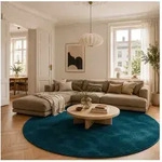 Pergamon Hochflor-Teppich Hochflor Langflor Teppich Super Soft Melia Rund, Rund,