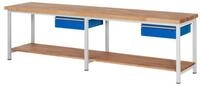 RAU Werkbank Werkbank 3000x700x840-1040mm 2xSchublade-TA lichtgrau/enzianblau