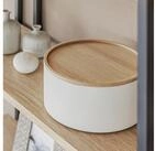 Yamazaki Aufbewahrungsbox "Rin" Aufbewahrungsdose mit Deckel aus Holz 22x11cm, rund,