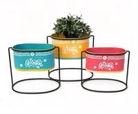 DanDiBo Blumenhocker line (3er Set Hocker, 3er Set), austauschbarer Topf