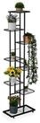 relaxdays Pflanzentreppe Blumenregal aus Metall mit 8 Ablagen, schwarz