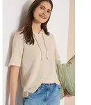 CECIL Kapuzenshirt Sommershirt mit Hoodie und Struktur beige S (38)