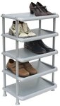 DanDiBo Schuhregal Kunststoff 93901 Stapelbar Schuhst&auml;nder mit 5 Ebenen Grau