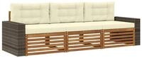 vidaXL Gartenlounge-Set Outdoor-Sofagarnitur mit Kissen 3 pcs Natur und Creme