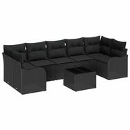 vidaXL Loungesofa Gartensofa-set 8 pcs Schwarz Poly-Rattan und Stahl und Glas, 8