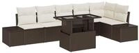 vidaXL Loungesofa Garten-Sofa-Set mit Kissen mit Speicher 7 pcs Braun und...
