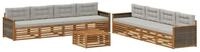 vidaXL Gartenlounge-Set Outdoor-Sofagarnitur mit Kissen 9 pcs Nat&uuml;rlich und