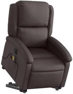 vidaXL Sessel Massagesessel mit Aufstehhilfe Elektrisch Dunkelbraun Echtleder...