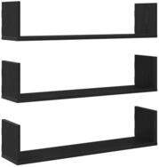 vidaXL Regal Wandregale 3 Stk. Schwarz Eichen-Optik 80x18x18cm Holzwerkstoff,...