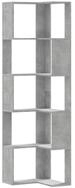 vidaXL B&uuml;cherregal Eck-B&uuml;cherregal 5 B&ouml;den Betongrau 50x50x179 cm...