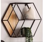 FINEBUY Wandregal FB95844 H&auml;ngeregal 60x52x20 cm Massivholz Metall Regal...
