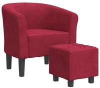 vidaXL Sessel Clubsessel mit Fu&szlig;hocker Weinrot Samt