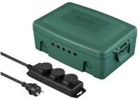 Sygonix Gartensteckdose SY-6797950 Verteilerbox 3fach Gr&uuml;n, Schwarz erh&ouml;hter