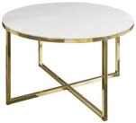 Lookway Couchtisch CIRI-X GLASS Runder Tisch mit goldenem Chromgestell (1...