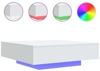 vidaXL Couchtisch 100 x 100 x 31 cm Couchtisch mit LED Leuchten Wei&szlig;...