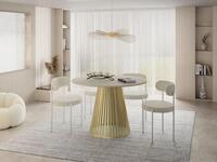WFL GROUP Esstisch Naro Gold ausziehbar rund modern mit goldenen Metallbeinen...