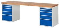 RAU Werkbank Werkbank 2500x700x890mm 10xSchublade-TA lichtgrau/enzianblau
