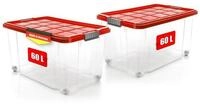 BigDean Aufbewahrungsbox 60 L mit Deckel gro&szlig; &ndash; robuste Stapelbox rollbar mit