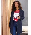 heine Strickjacke Strickjacke Langarm Links-Strick blau 34
