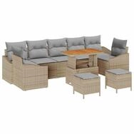 vidaXL Loungesofa Gartensofa-set mit Kissen mit Speicher 10 pcs Beige Poly...