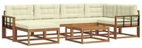 vidaXL Gartenlounge-Set Outdoor-Sofagarnitur mit Kissen 7 pcs Natur und Creme,