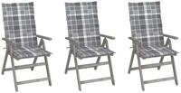 vidaXL Gartenstuhl Verstellbare Gartenst&uuml;hle 3 Stk. mit Auflagen Massivholz (3...