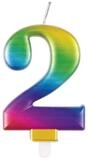 Unique Industries Inc. Geburtstagskerze Kerzenzahl Regenbogen #2