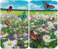 WENKO Herd-Abdeckplatte Universal Modell Sommerwiese, Glas, (Set, 2 tlg),