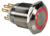 Velleman Sicherungsger&auml;t DRUCKTASTER - EDELSTAHL - SPDT 1NO 1NC - ROTE