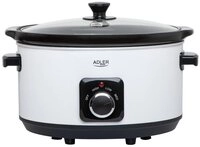 Adler Schongarer AD 6413w, Slow Cooker 5,8L, 3 Heizstufen, Edelstahl,